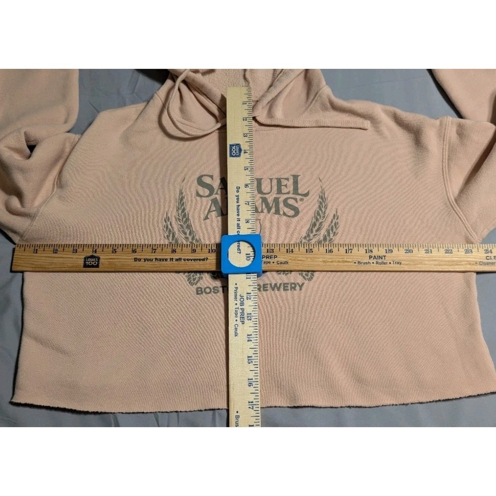 Samuel Adams Brewery Hoodie Womens Pink Cropped Pullover Sweatshirt Oversized - Picture 5 of 6